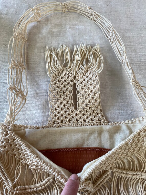 70’s cotton macrame style purse  Boho hippie shou… - image 7