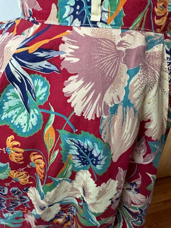 70’s floral wide A-line skirt 100% cotton 40’s wa… - image 10