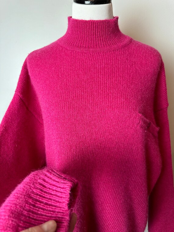 Vintage pink 100% wool sweater~ 1980’s-90’s turtl… - image 5