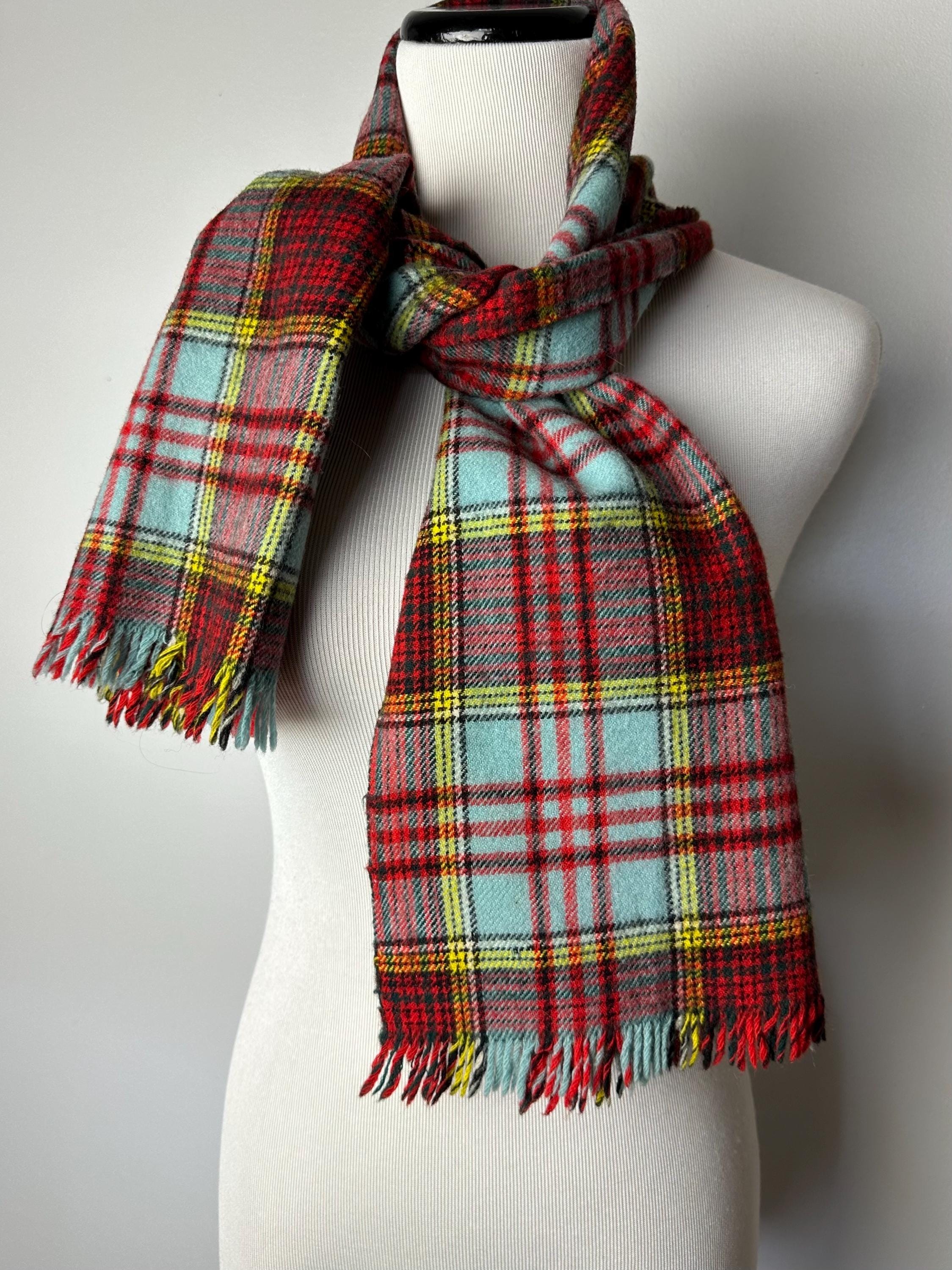 écharpe à carreaux en laine vintage ~ foulards écossais ~ années 60 et 70 pour hommes ou unisexe ~ plaids preppy lainages chauds d'hiver
