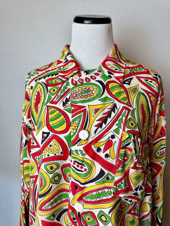 Vintage 40’s cold Rayon print shirt~ men’s style p
