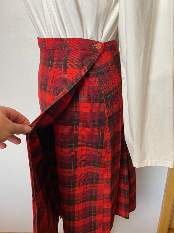 Adult Women's Velcro Wrap Around Plaid Red Skirt main image 1
