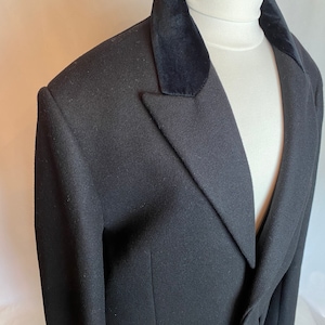 Mens Black overcoat Dress jacket long wool jacket velvet collar Zadig & Voltaire size 46 XLG image 1