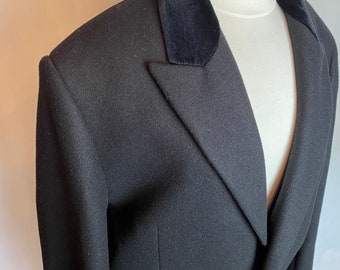 Men’s Black overcoat ~ Dress jacket~ long wool jacket~ velvet collar~ Zadig & Voltaire~ size 46 XLG