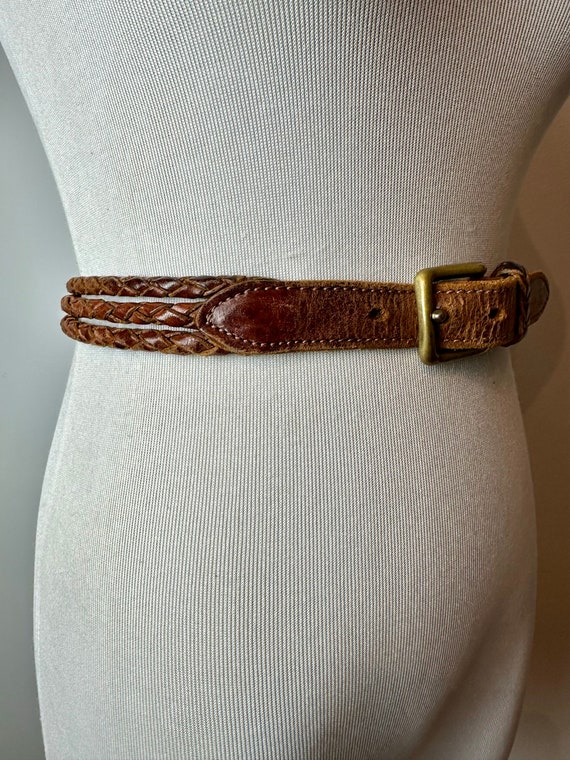 VINTAGE BRAIDED LEATHER Belt,brown Leather Belt,braided Leather Belt Womens,vintage  Large Braided Leather Belt,vintage Large Brown Belt,belt 