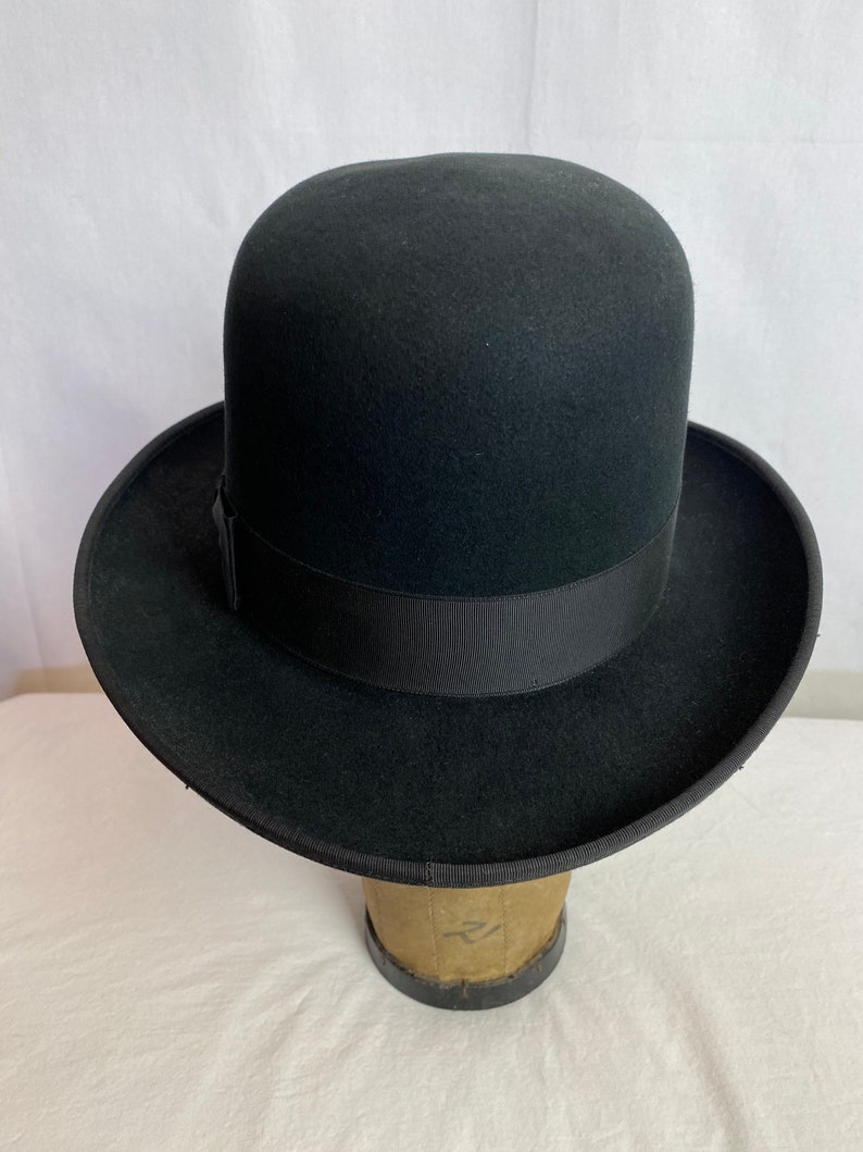 Resistol Mens black western hat Vintage 60s 70s western self conforming unblocked beaver felt hat Mens Homberg style bowler fedora image 7