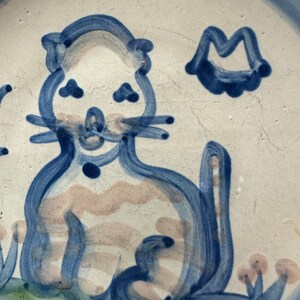 Ma Hadley Pair of small plates cat & lamb farmhouse cottagecore vintage dish wear blue handmade ceramic image 6