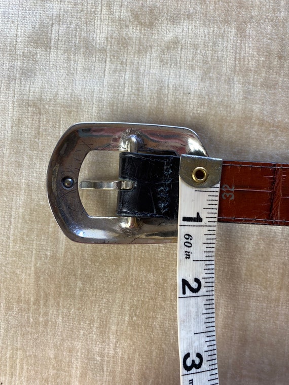 90’s leather belt  reversible 2 tone Black & Brow… - image 10