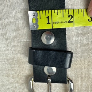VTG Wide black leather belt Rocker Punk belt silver buckle rivets super supple semi distressed snaps on/off buckle unisex size 3136 image 10
