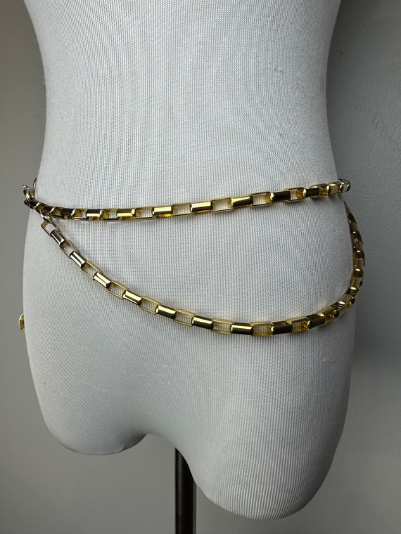 Vintage 60’s 70’s gold chain link belt~ shiny hig… - image 3