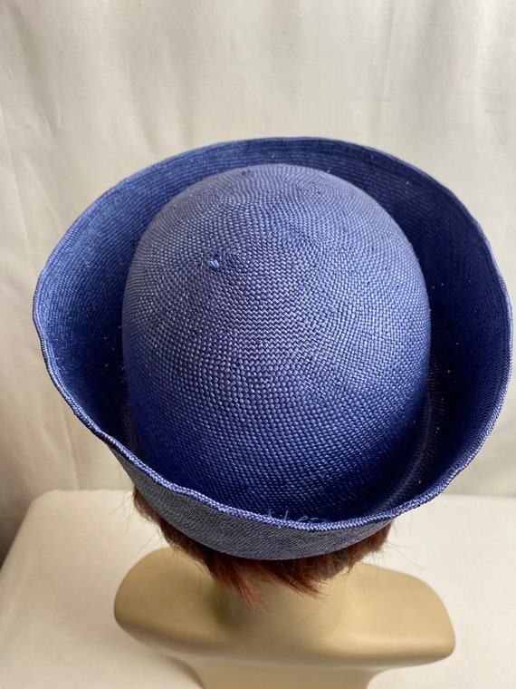 Vintage sailor inspired hat Tall viscose woven st… - image 9