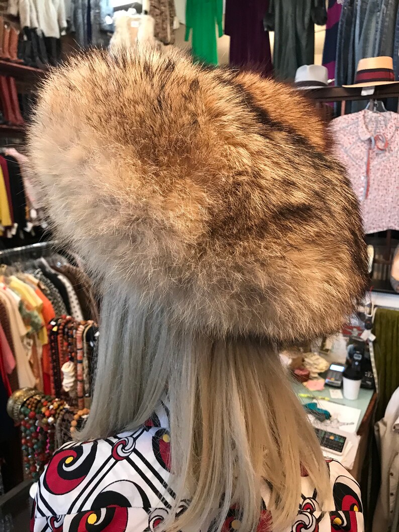 Fabulous Fox fur Hat~ Over the Top fluffy Foxy~ Unique Winter hat~ High fashion designer trendy~ timeless~ larger vintage size