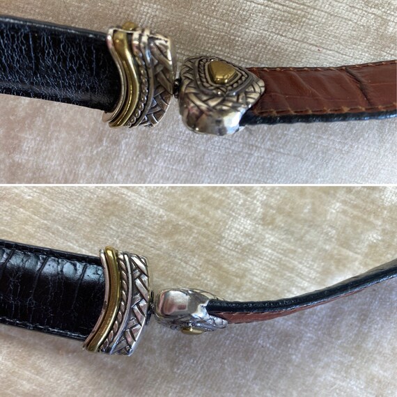 90’s leather belt  reversible 2 tone Black & Brow… - image 8