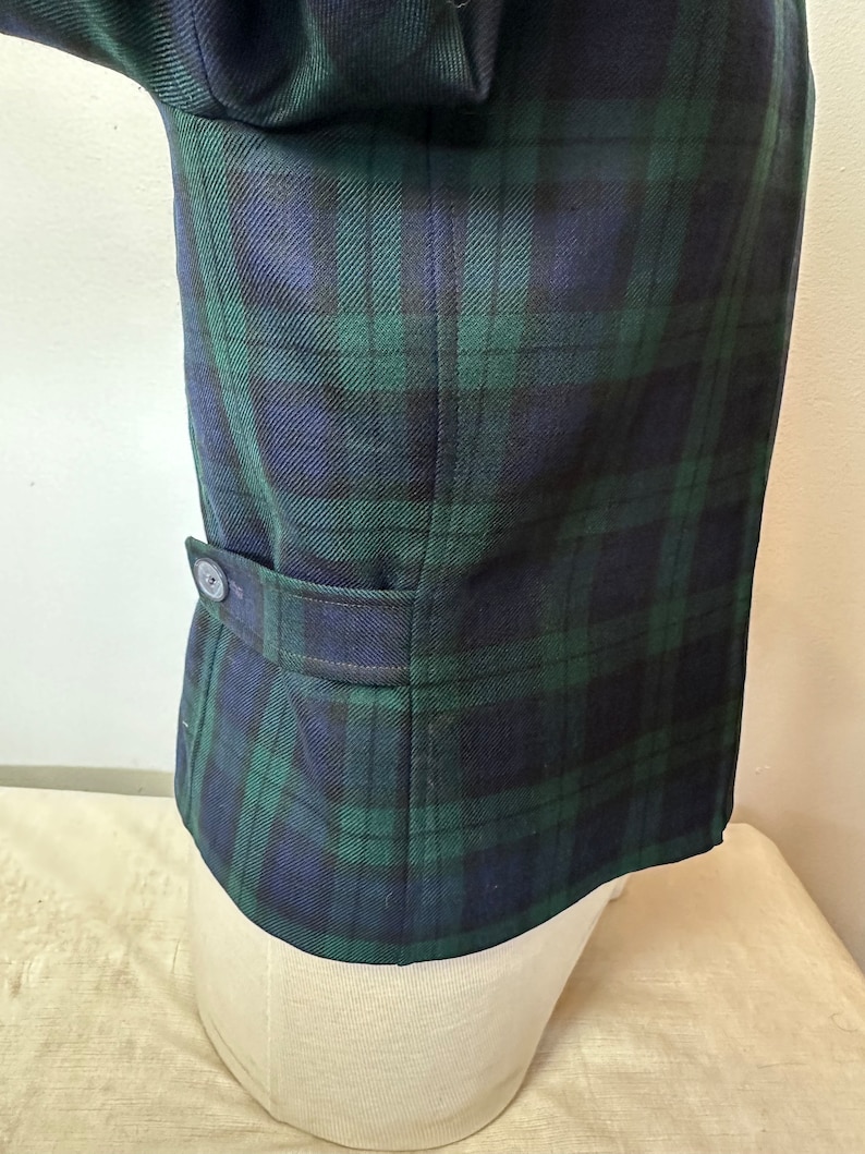 Pendleton plaid jacket Womens lightweight wool nipped waist 1990s green blue tartan plaid coat 49er style /size Small image 10