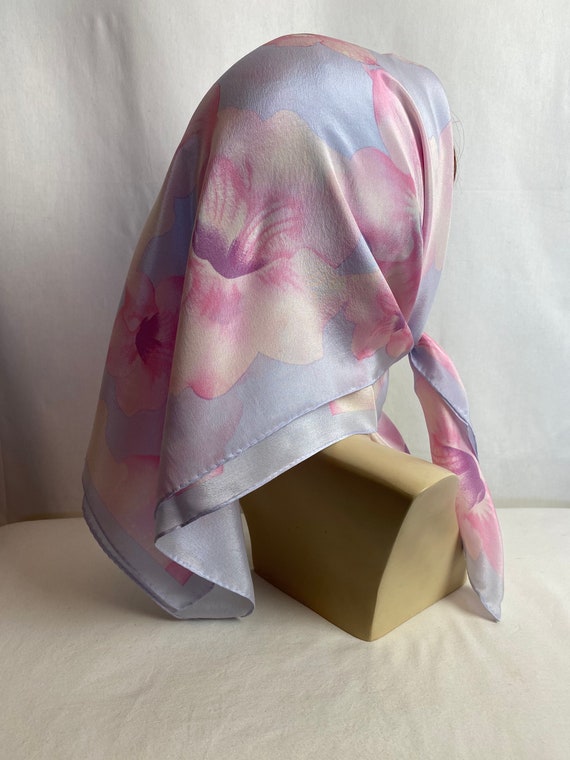 Vintage Silk scarf~ hand rolled head scarf shawl p