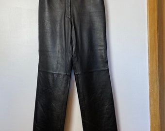 Black leather pants~ fitted fully lined Nordstroms Y2k trend plush soft leather 28” waist