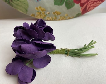 Vintage millinery flowers~ Floral adornment sewing hats hair decor antique silk flowers assorted 30’s 40’s 50’ 60’s purple bouquet