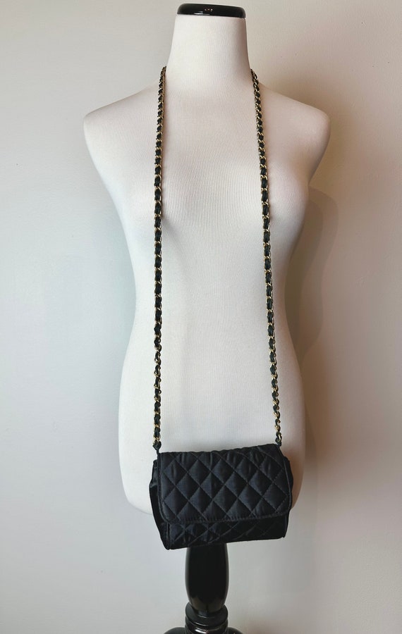 90’s Y2K black quilted crossbody purse~ threaded … - image 7