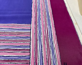 60’s VERA scarf pink & purple color block striped X LG square head scarf neck scarves