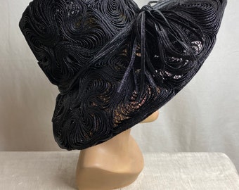 Absolutely Amazing Black Hat ~wide Brim Gorgeous Woven Straw