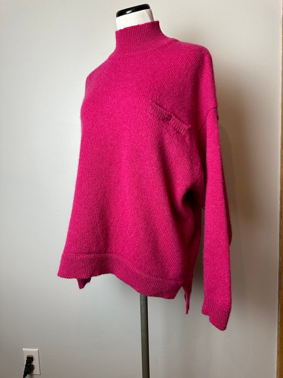 Vintage pink 100% wool sweater~ 1980’s-90’s turtl… - image 3