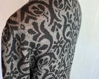 60's Vintage Catalina Wool Cardigan Sweater~floral Pattern