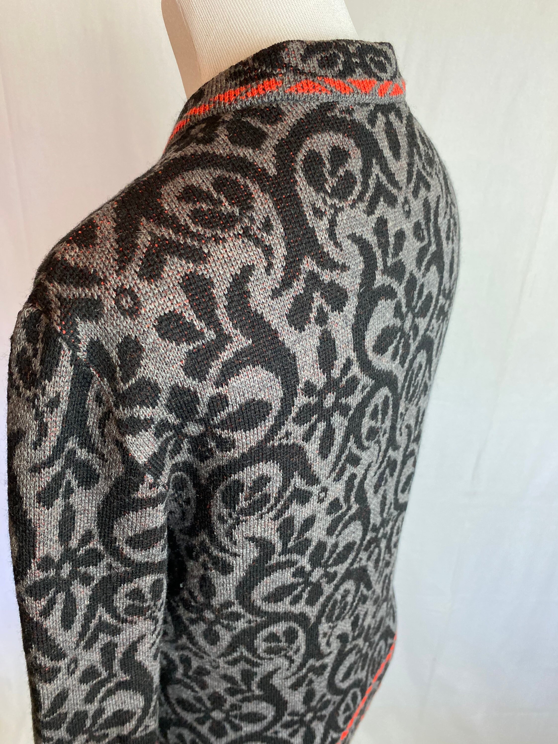 トップス 60s Catalina mohaircardigan Vtg 60s CATALINA jacquard floral pattern cardigan sweater sz