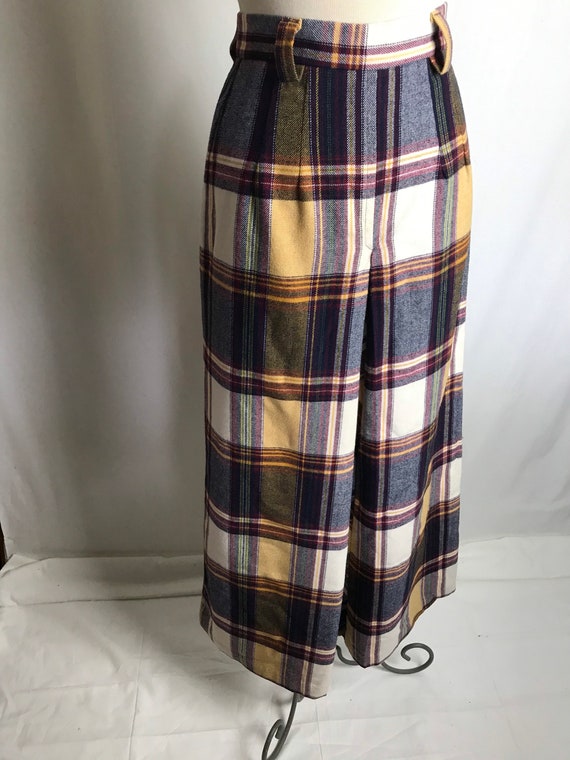 60’s 70’s flannel plaid maxi skirt~ culottes styl… - image 6