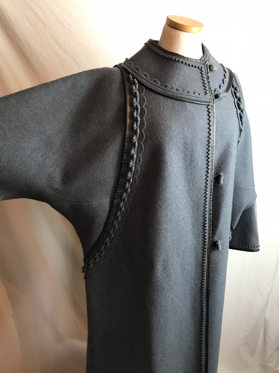 Minimalist Mod Wool Coat Felt Woolen Slate Gray Hand Done - Etsy