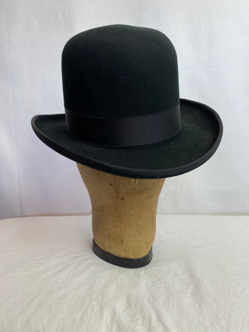 Resistol Mens black western hat Vintage 60s 70s western self conforming unblocked beaver felt hat Mens Homberg style bowler fedora image 9