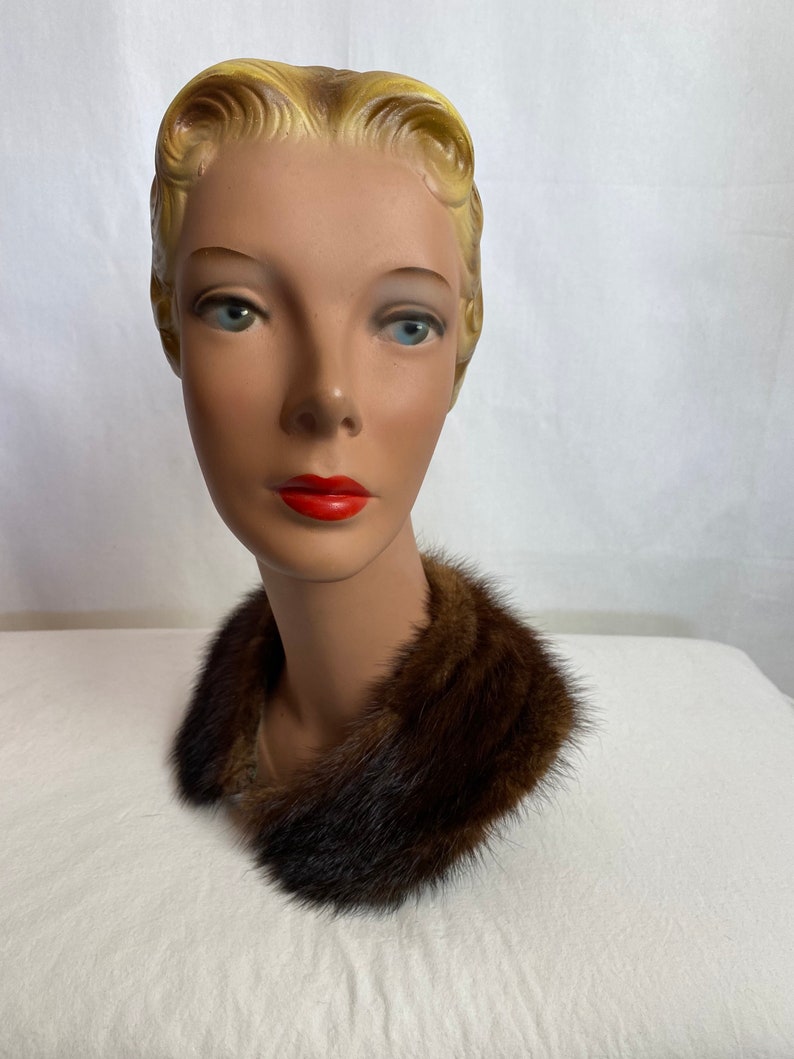 50s mink fur collars Womens 1950s fashion brown Peter pan collar pinup special occasion accessory sweater cardigan jackets image 1