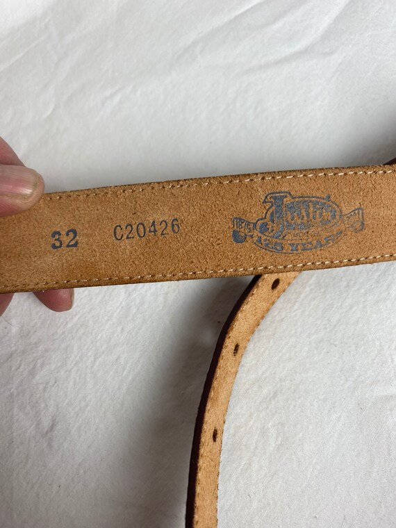 VTG Beige & brown fancy leather belt with ornate … - image 6