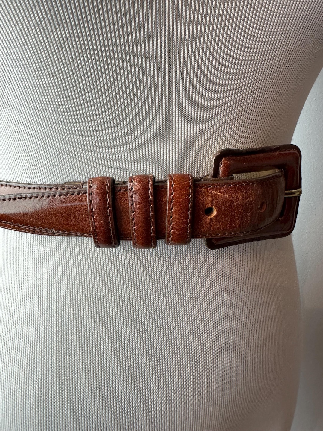 90s Leather Grommet Belt Dress (S)