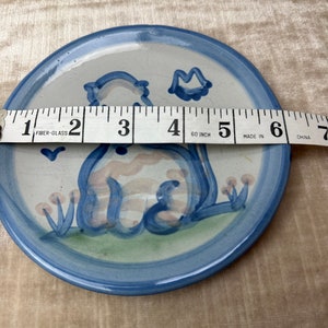 Ma Hadley Pair of small plates cat & lamb farmhouse cottagecore vintage dish wear blue handmade ceramic image 3