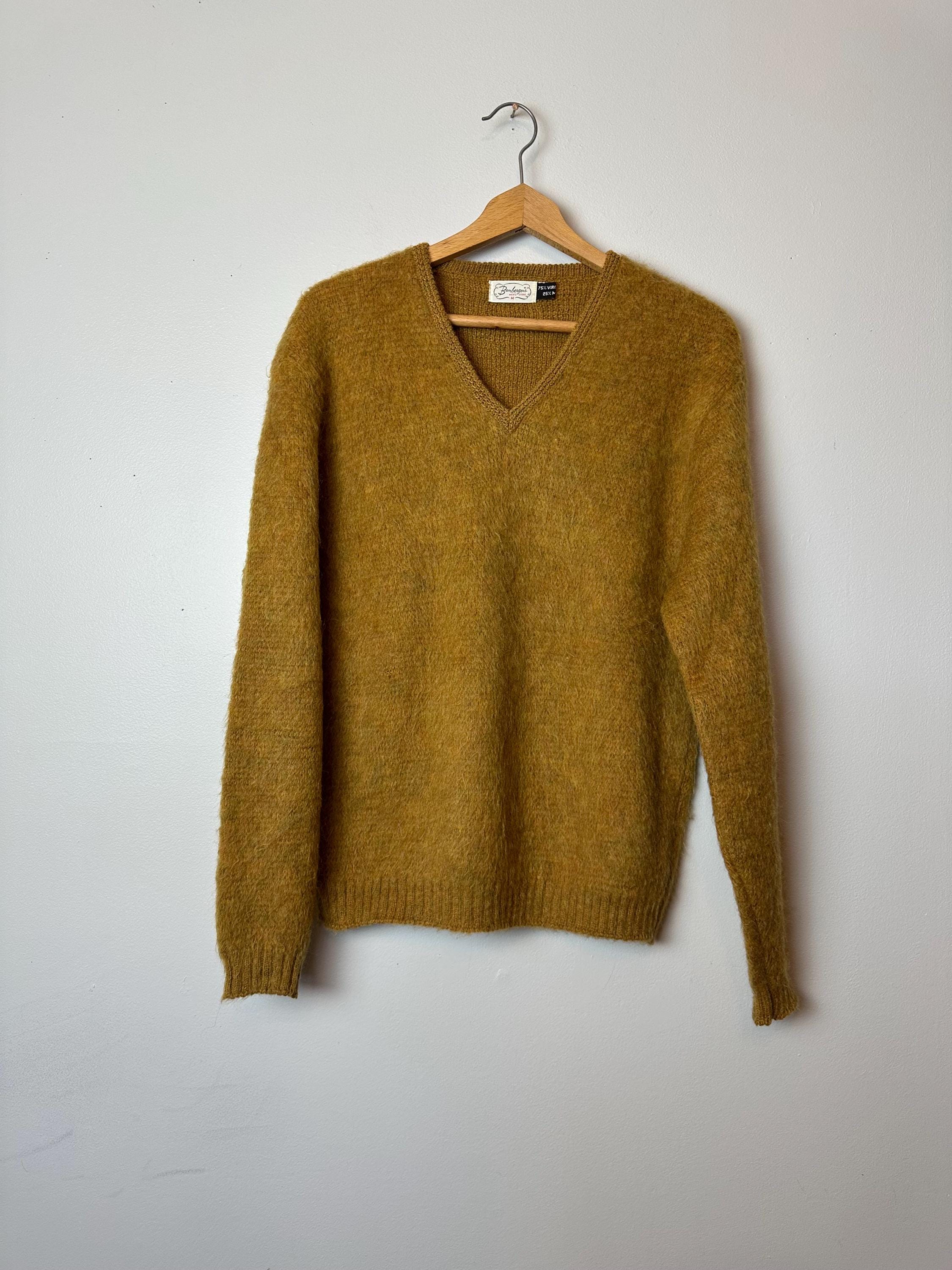1960's Men's Mod Mohair Sweater~ Marigold Dark Gold~ Groovy/ Size