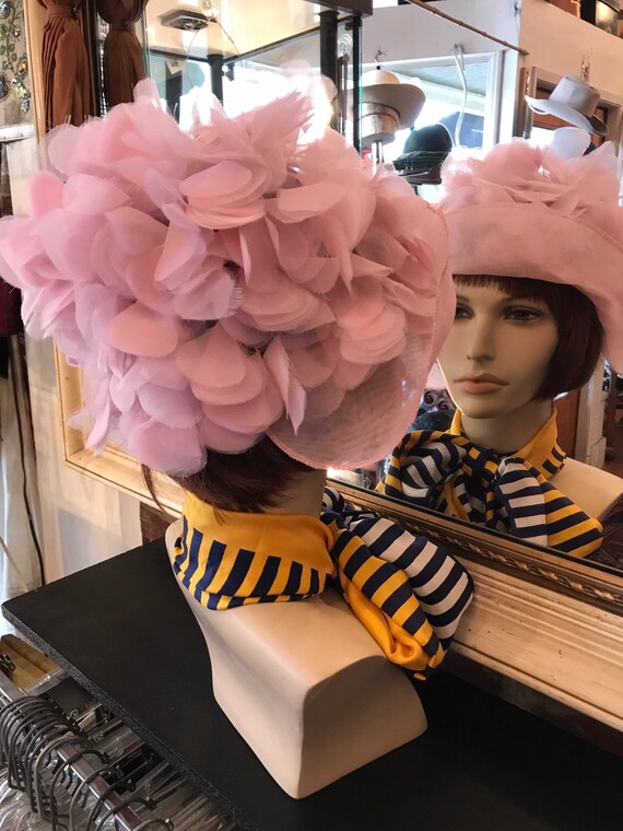 Vintage 1950’s -60's floral hat ~soft pink flower… - image 6