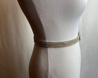 Vintage 1950s Rhinestone Belt – Crystal Waist Belt 40 inch Vintage 40 main image 3