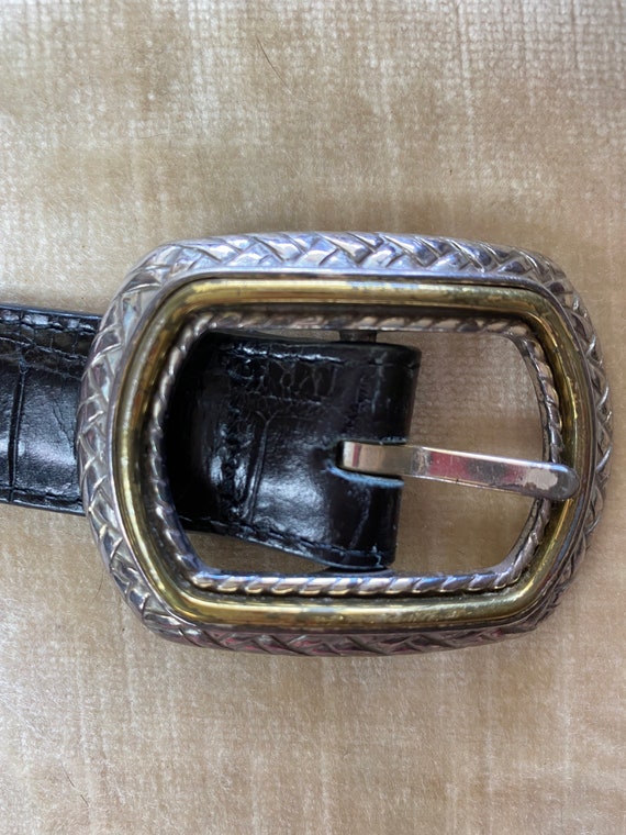 90’s leather belt  reversible 2 tone Black & Brow… - image 6