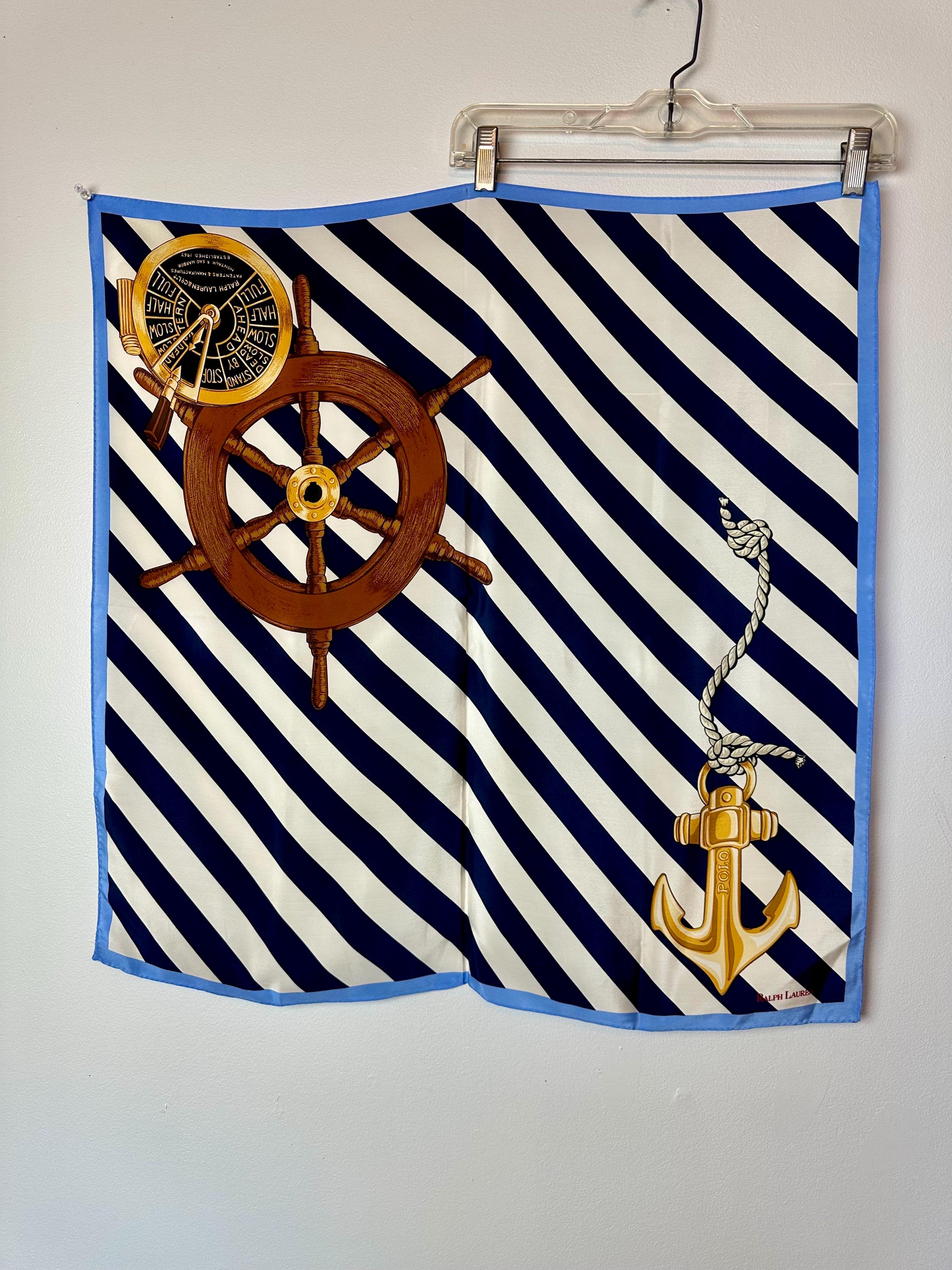 Vintage Ralph Lauren Polo All Silk Scarf~ Hand Rolled