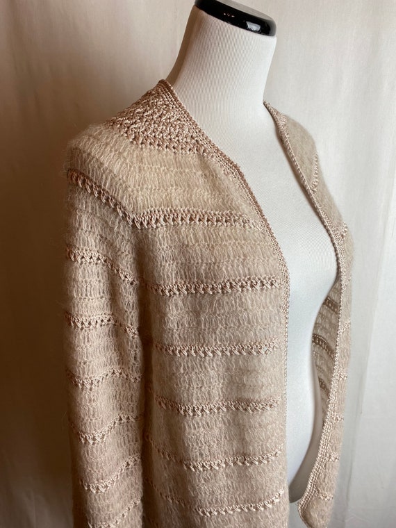 60’s Lacy fuzzy vintage mohair cardigan sweater c… - image 1