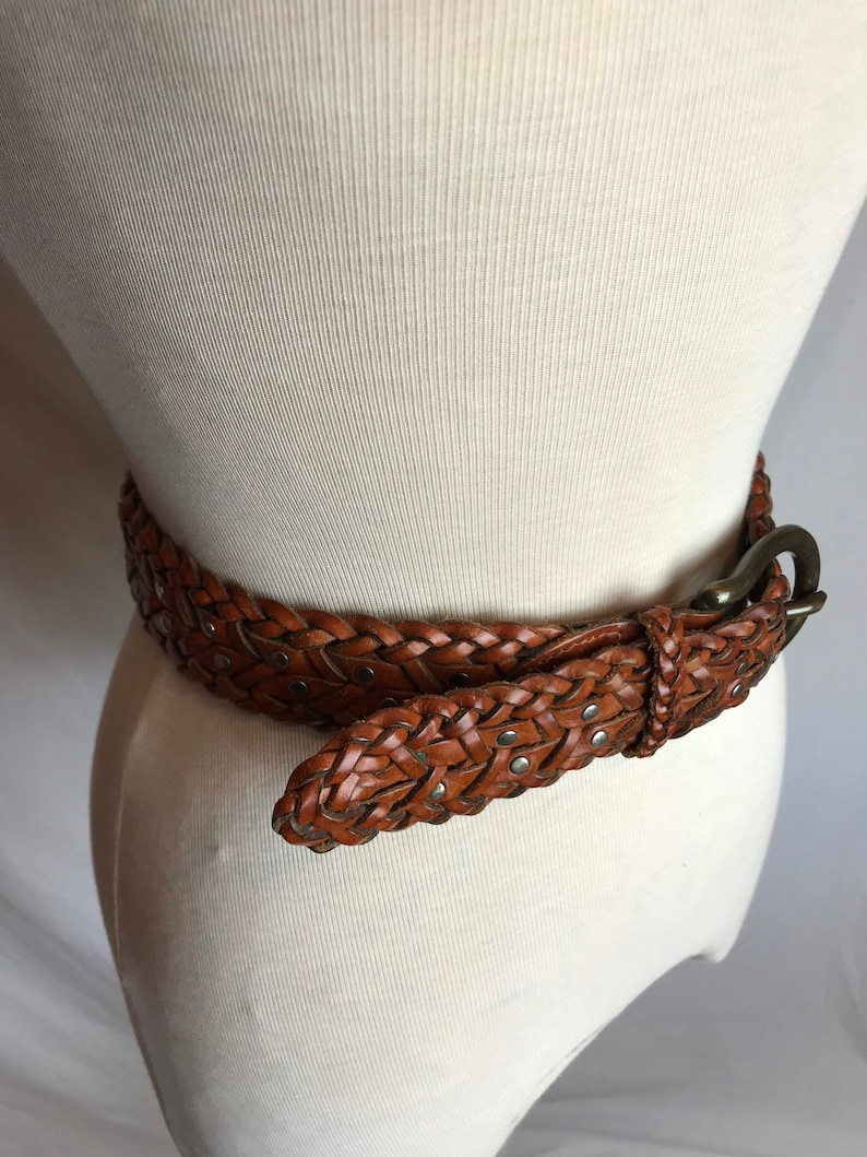 90s Braided Leather Belt DKNY Boho Hipster Stylish Womens - Etsy