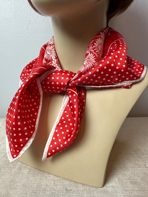 Red and White Polka Dot Scarf silk Men main image 2