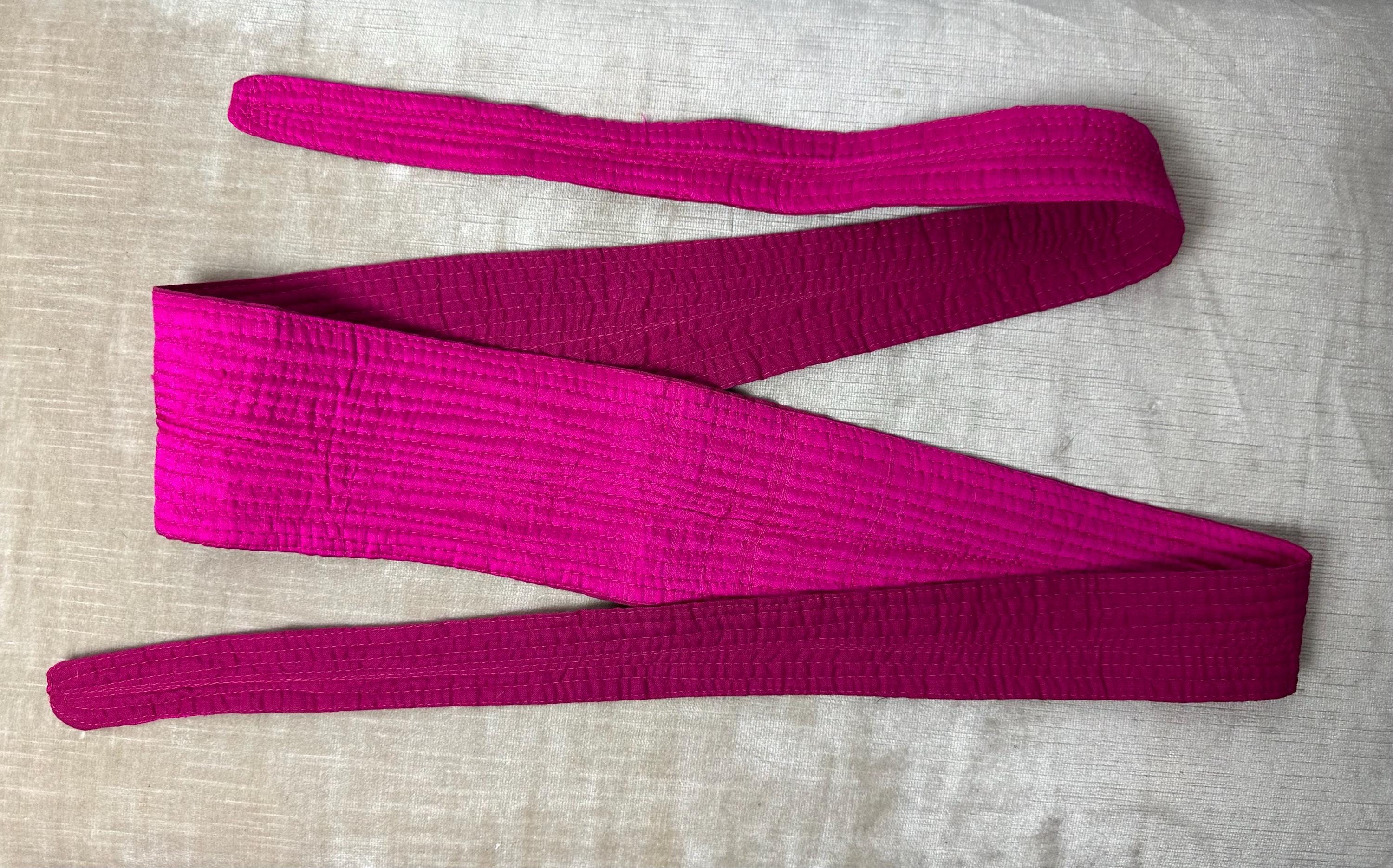 Vintage Boho Magenta Hand Woven Mexican Serape Wrap western Festival sash belt Handwoven Mexican Belts Mexican Floral Belt, Mexican Sash  main image 3