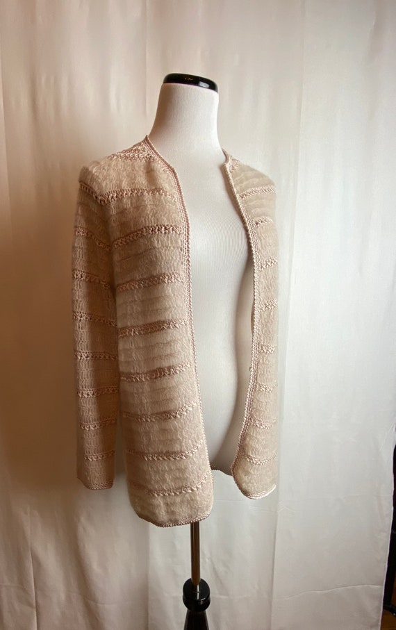 60’s Lacy fuzzy vintage mohair cardigan sweater c… - image 7