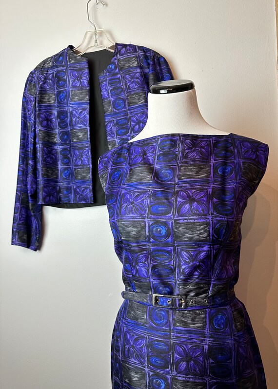 Vintage purple silk dress & matching jacket belt~… - image 7