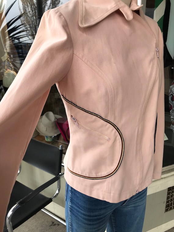 Pink Motorcycle style jacket~ Roncelli 1970's Cha