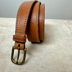 Vintage brown leather belt skinny trouser belt 1990s Banana Republic boho style size SM image 2