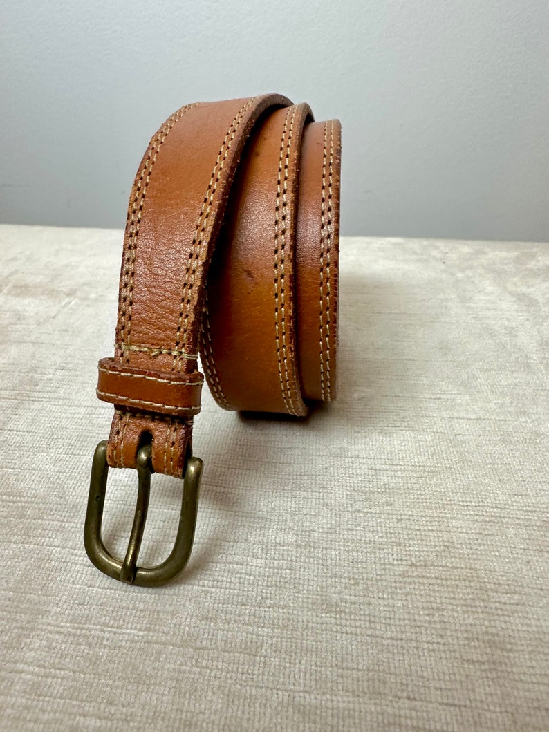 Vintage brown leather belt skinny trouser belt 1990s Banana Republic boho style size SM image 2