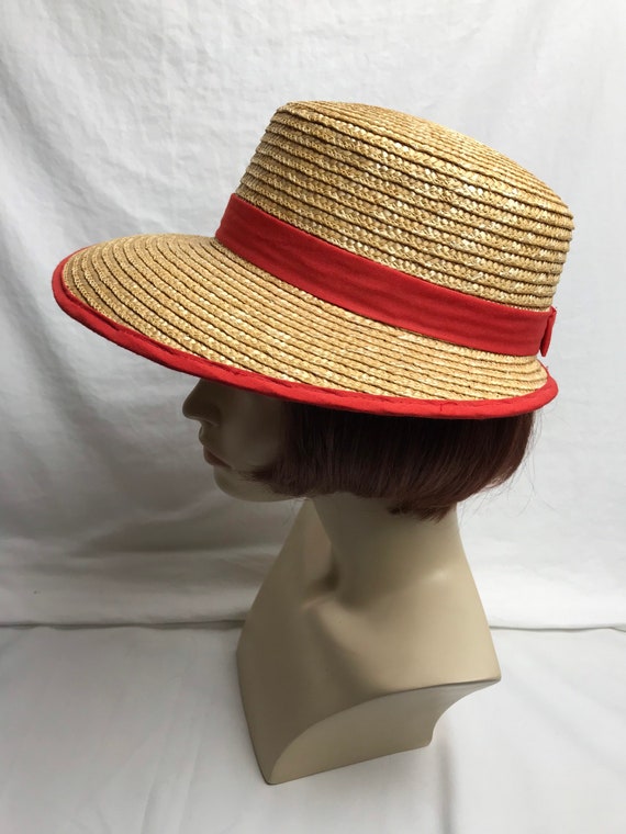 Vintage sun hat Woven straw sun visor~ croquet gar