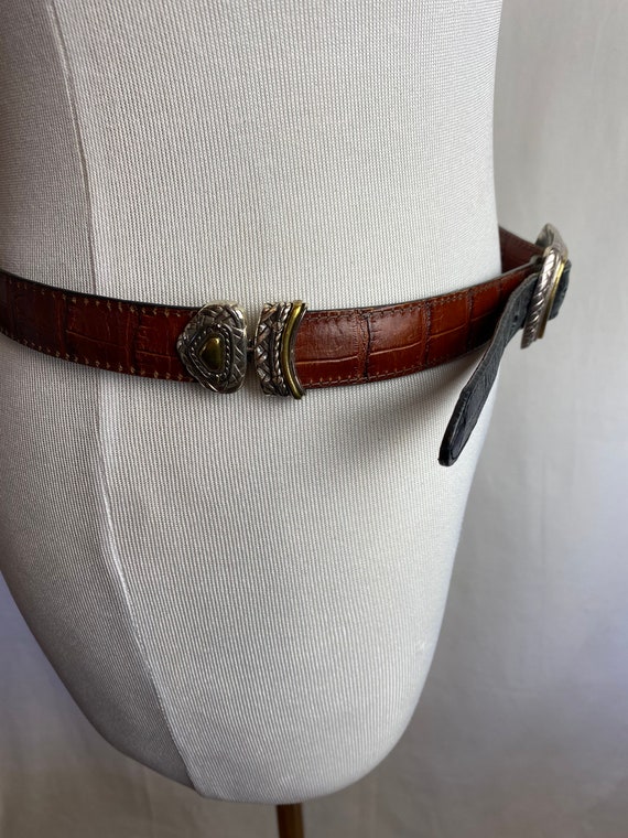 90’s leather belt  reversible 2 tone Black & Brow… - image 5